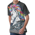 Punk Unicorn Print Men's Velvet T-Shirt