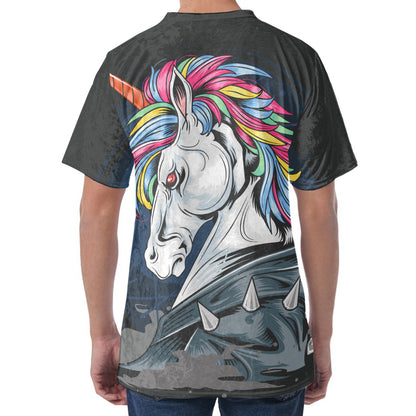 Punk Unicorn Print Men's Velvet T-Shirt