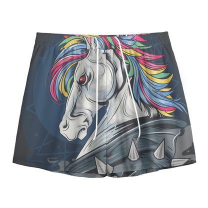 Punk Unicorn Print Mesh Shorts