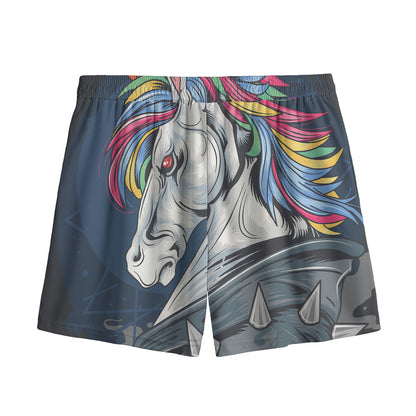 Punk Unicorn Print Mesh Shorts