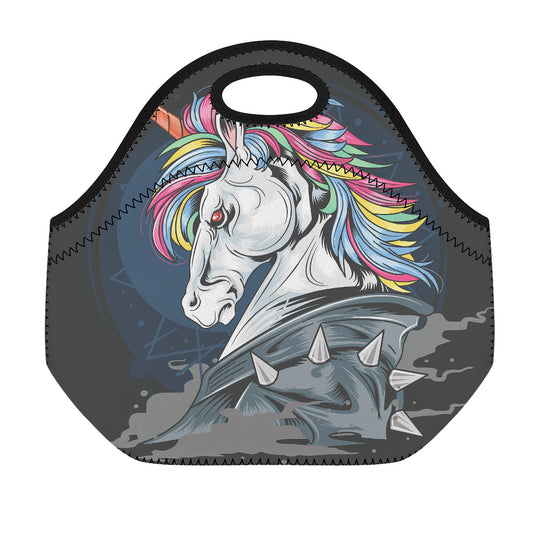Punk Unicorn Print Neoprene Lunch Bag
