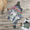 Punk Unicorn Print One Shoulder Bodysuit