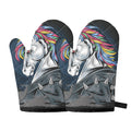 Punk Unicorn Print Oven Mitts