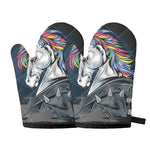 Punk Unicorn Print Oven Mitts