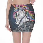 Punk Unicorn Print Pencil Mini Skirt