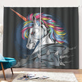 Punk Unicorn Print Pencil Pleat Curtains