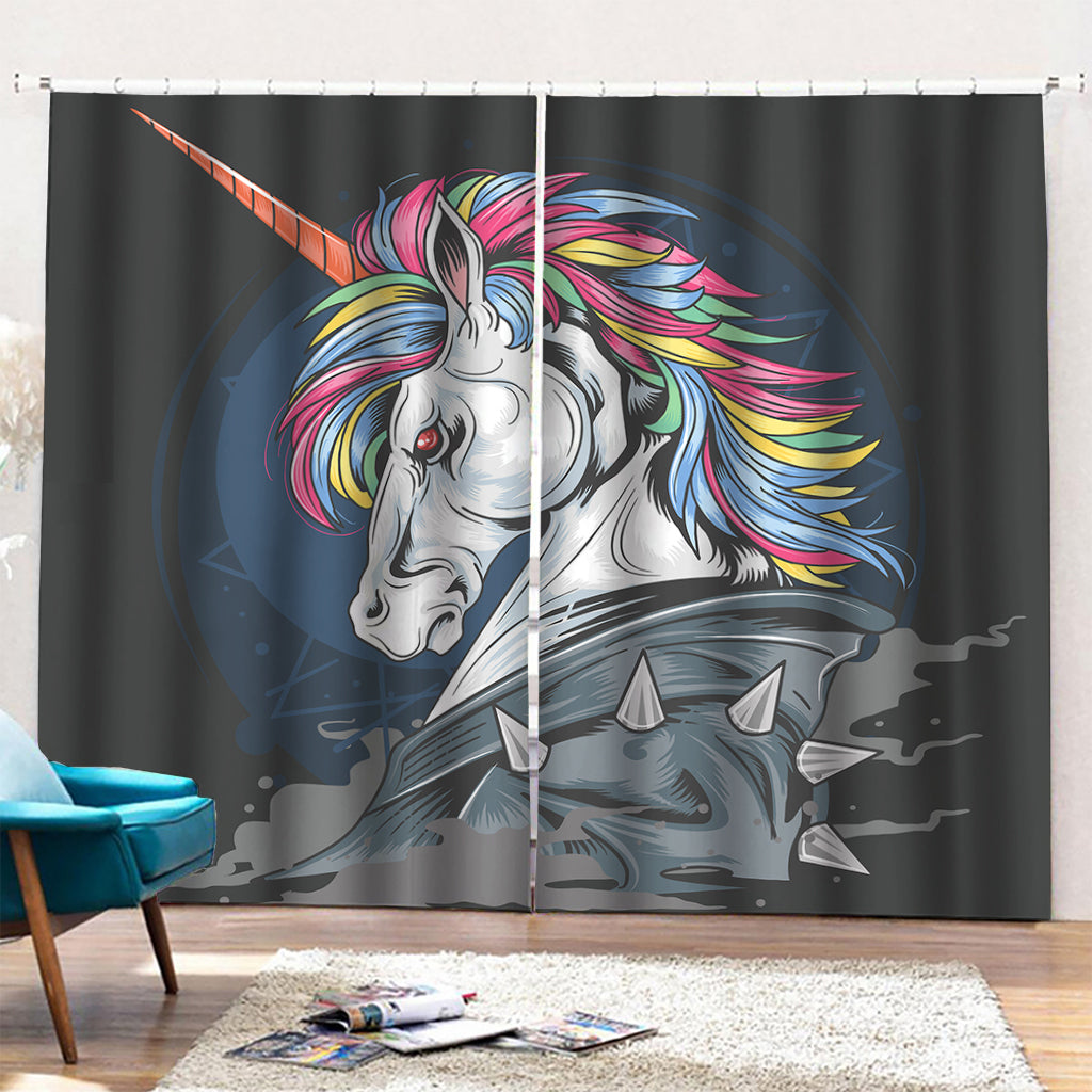 Punk Unicorn Print Pencil Pleat Curtains