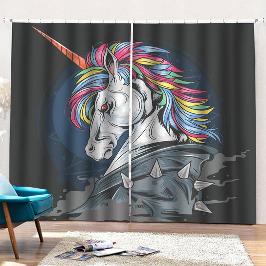 Punk Unicorn Print Pencil Pleat Curtains