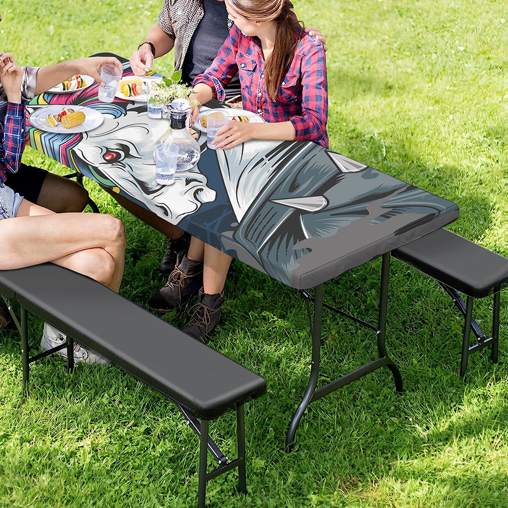 Punk Unicorn Print Picnic Table Cover