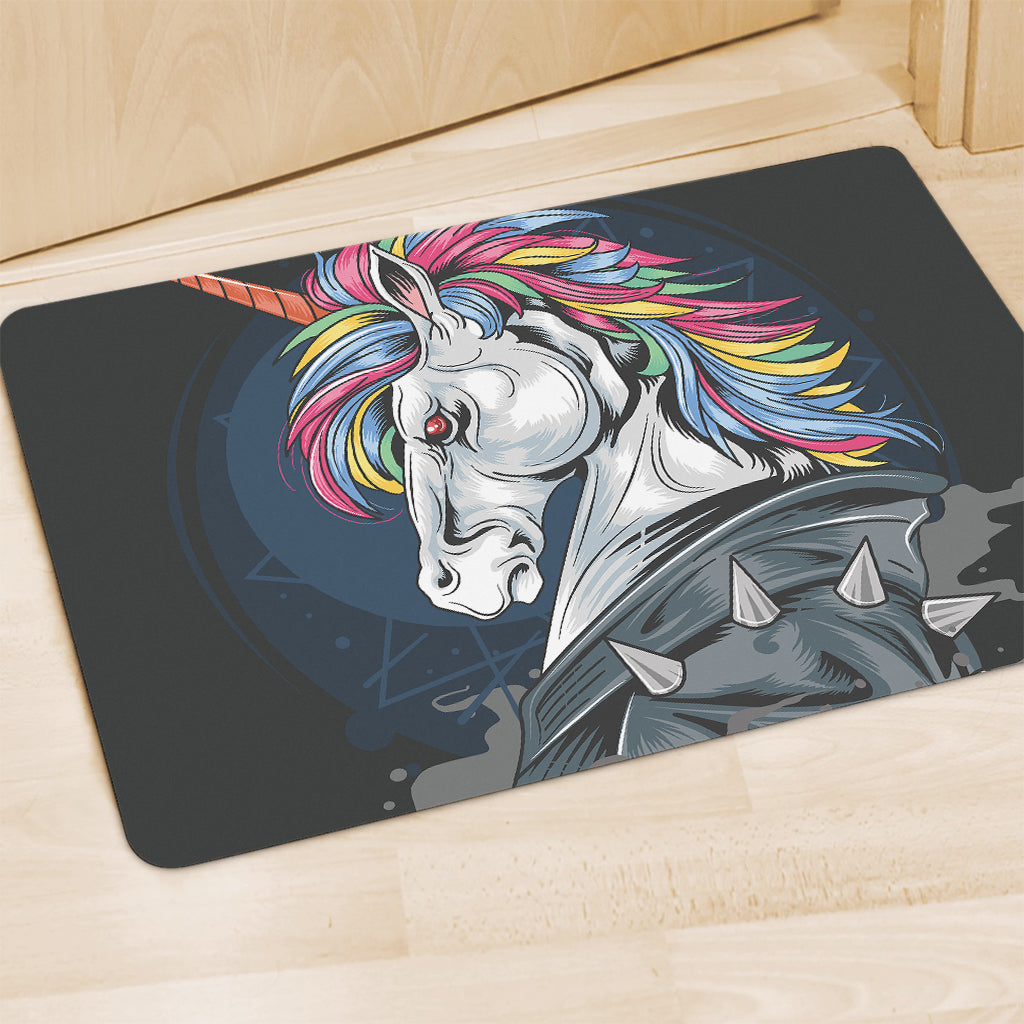 Punk Unicorn Print Polyester Doormat