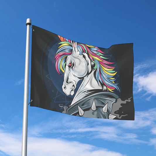 Punk Unicorn Print Polyester Flag