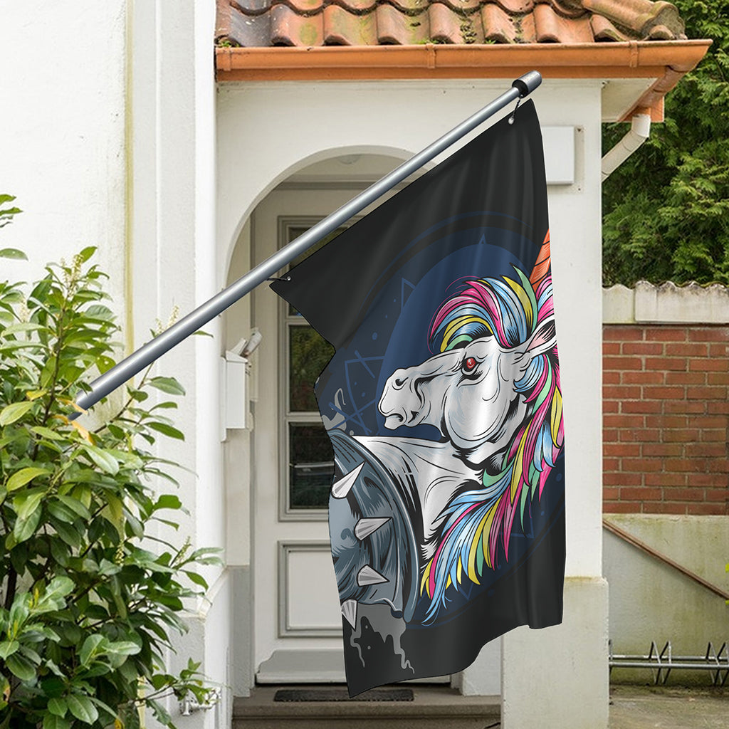 Punk Unicorn Print Polyester Flag