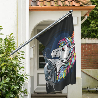 Punk Unicorn Print Polyester Flag
