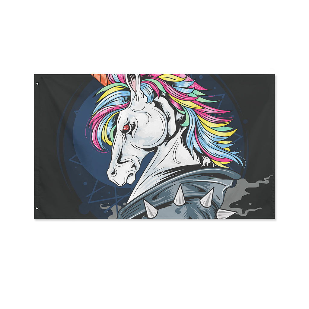 Punk Unicorn Print Polyester Flag