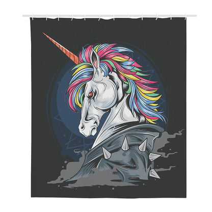 Punk Unicorn Print Polyester Shower Curtain