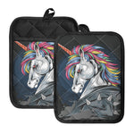 Punk Unicorn Print Pot Holders With Pocket