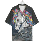 Punk Unicorn Print Rayon Hawaiian Shirt