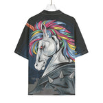 Punk Unicorn Print Rayon Hawaiian Shirt
