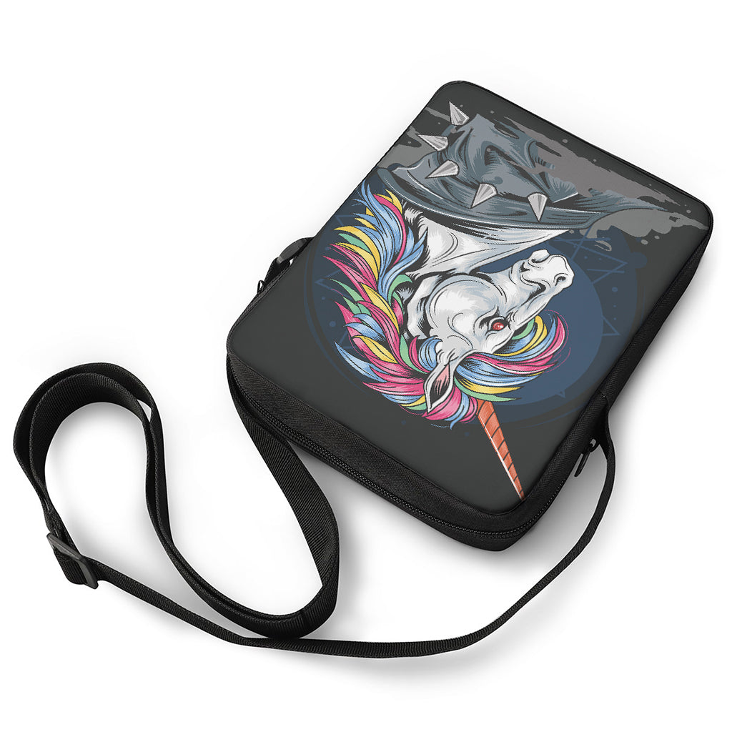 Punk Unicorn Print Rectangular Crossbody Bag