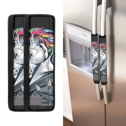 Punk Unicorn Print Refrigerator Handle Covers