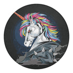 Punk Unicorn Print Round Blanket