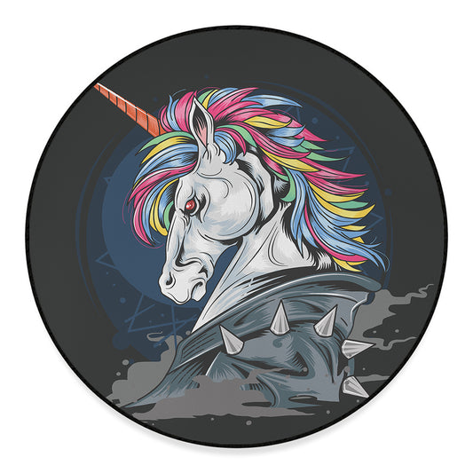 Punk Unicorn Print Round Floor Mat