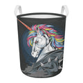 Punk Unicorn Print Round Laundry Basket