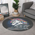 Punk Unicorn Print Round Rug