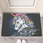 Punk Unicorn Print Rubber Doormat