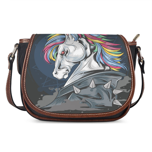 Punk Unicorn Print Saddle Bag