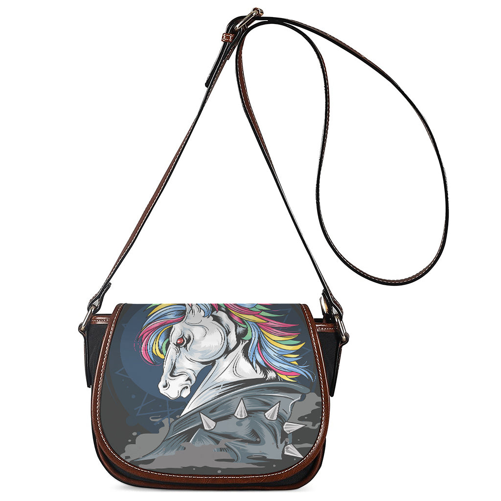 Punk Unicorn Print Saddle Bag