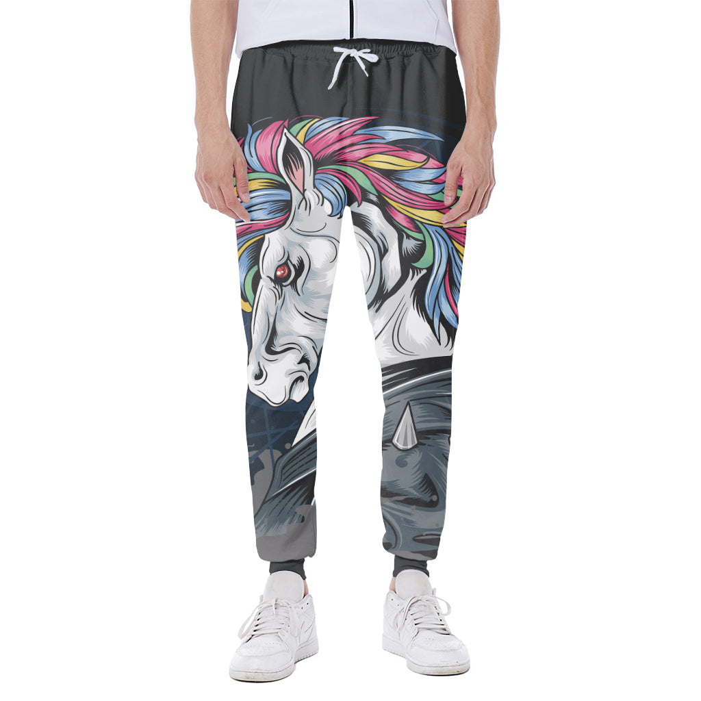Punk Unicorn Print Scuba Joggers
