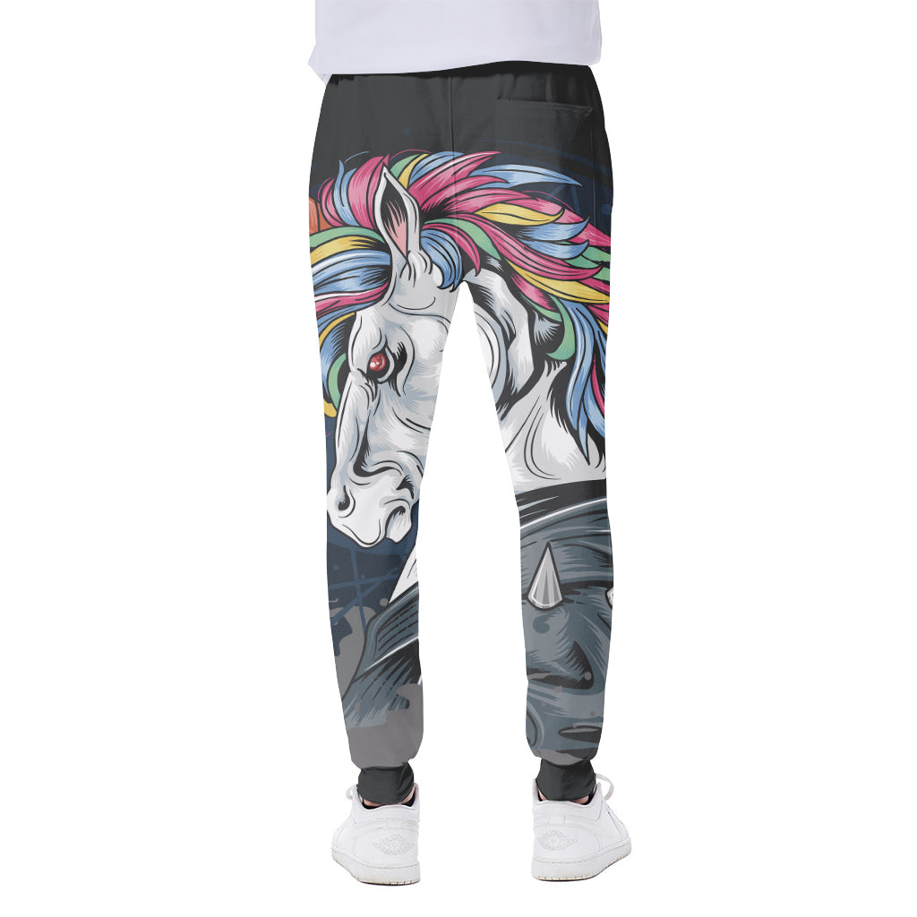Punk Unicorn Print Scuba Joggers
