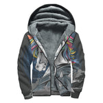 Punk Unicorn Print Sherpa Lined Zip Up Hoodie