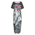 Punk Unicorn Print Short Sleeve Long Nightdress