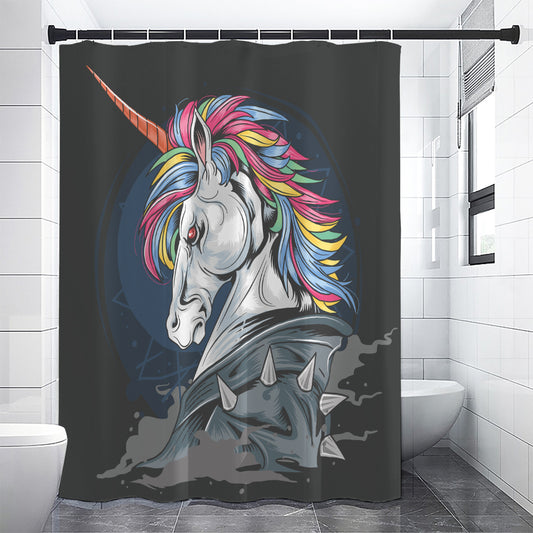 Punk Unicorn Print Shower Curtain