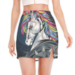 Punk Unicorn Print Side Slit Mini Skirt