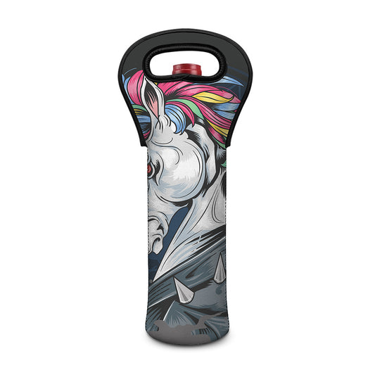Punk Unicorn Print Single Neoprene Wine Tote