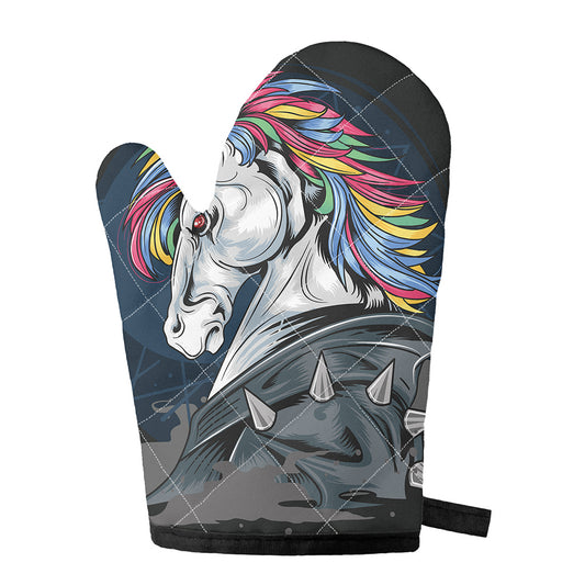 Punk Unicorn Print Single Oven Mitt