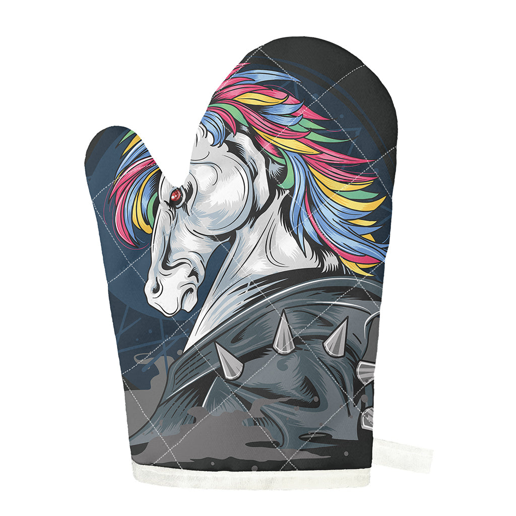 Punk Unicorn Print Single Oven Mitt