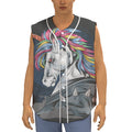 Punk Unicorn Print Sleeveless Baseball Jersey