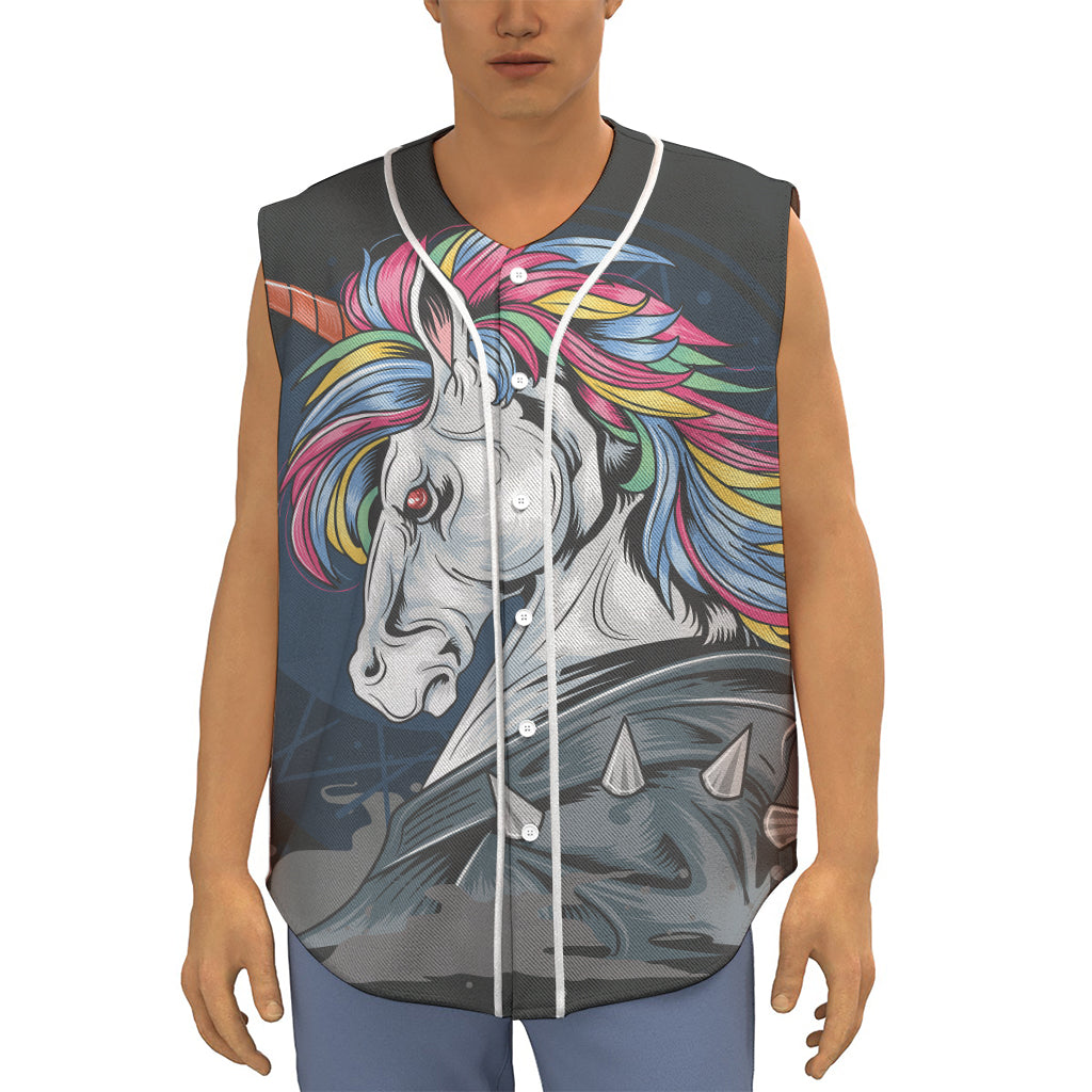 Punk Unicorn Print Sleeveless Baseball Jersey