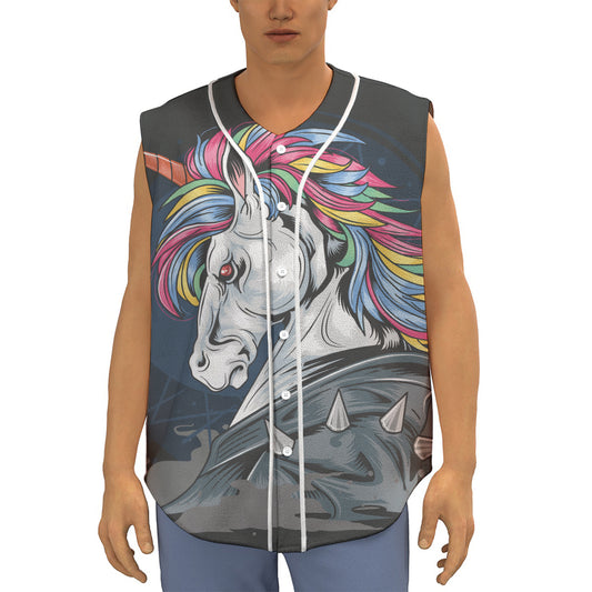 Punk Unicorn Print Sleeveless Baseball Jersey