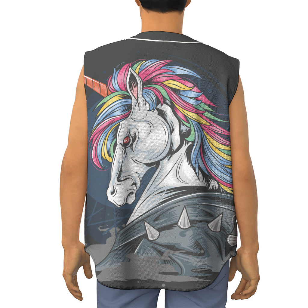 Punk Unicorn Print Sleeveless Baseball Jersey