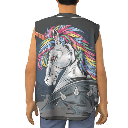 Punk Unicorn Print Sleeveless Baseball Jersey