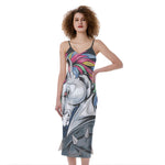 Punk Unicorn Print Slim Fit Midi Cami Dress