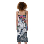 Punk Unicorn Print Slim Fit Midi Cami Dress