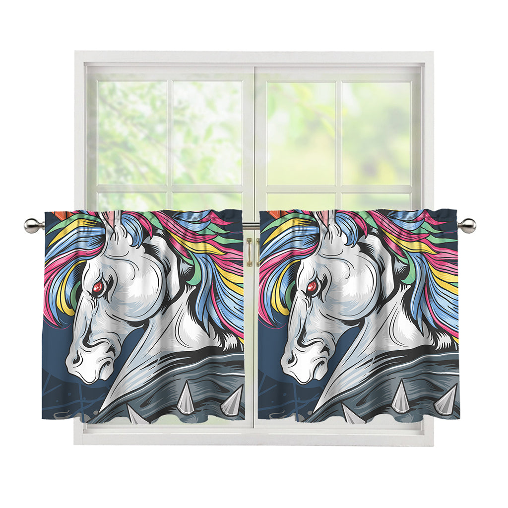 Punk Unicorn Print Tier Curtains