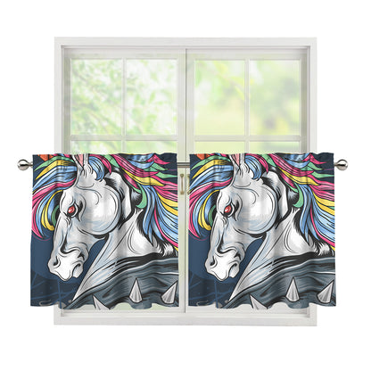 Punk Unicorn Print Tier Curtains