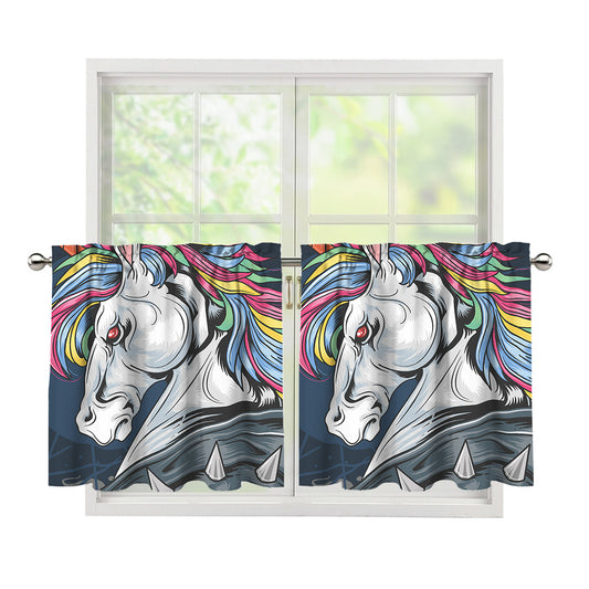 Punk Unicorn Print Tier Curtains